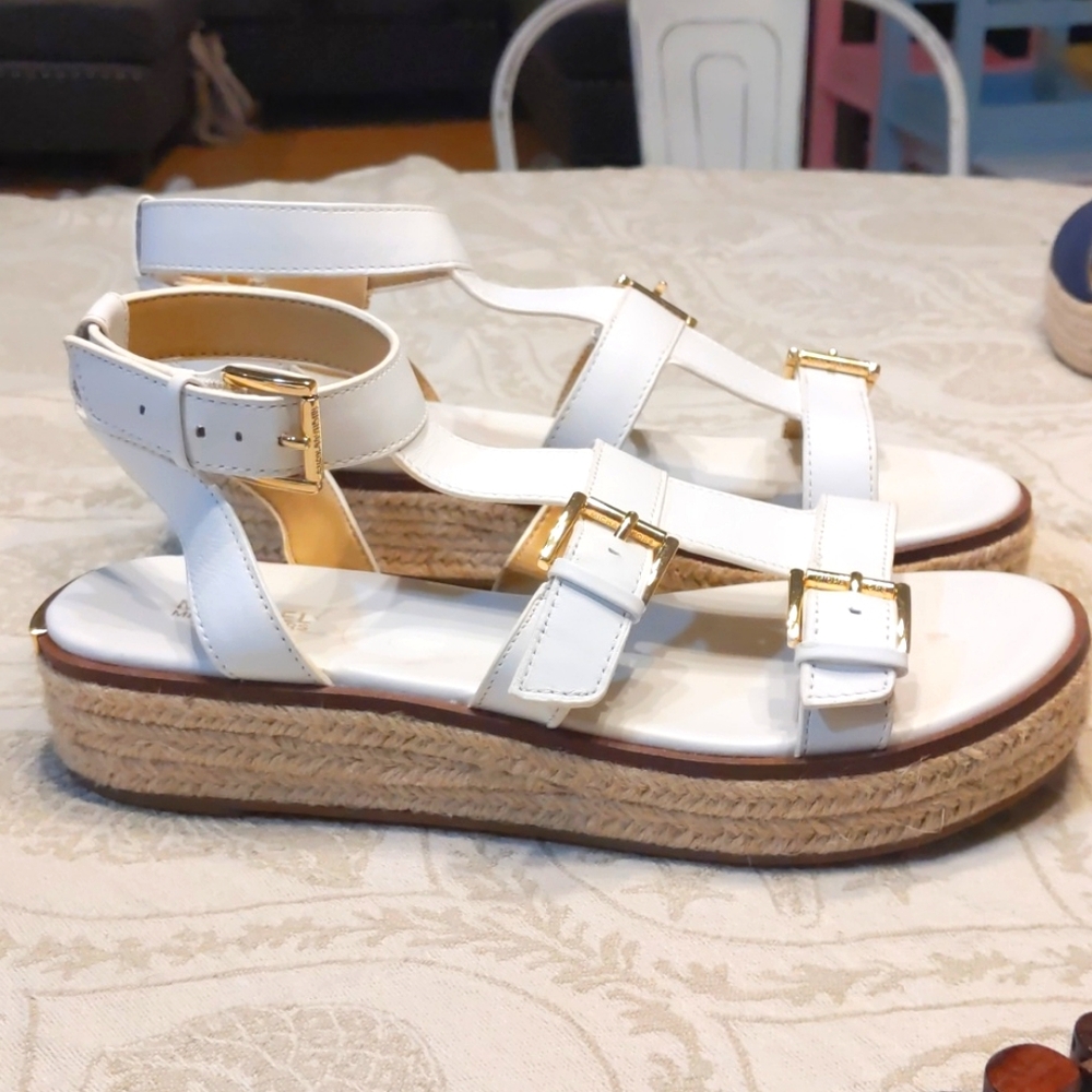 Michael kors leather wedge sandals